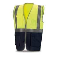 High-Visibility two-tone knit vest. Multi-pocket